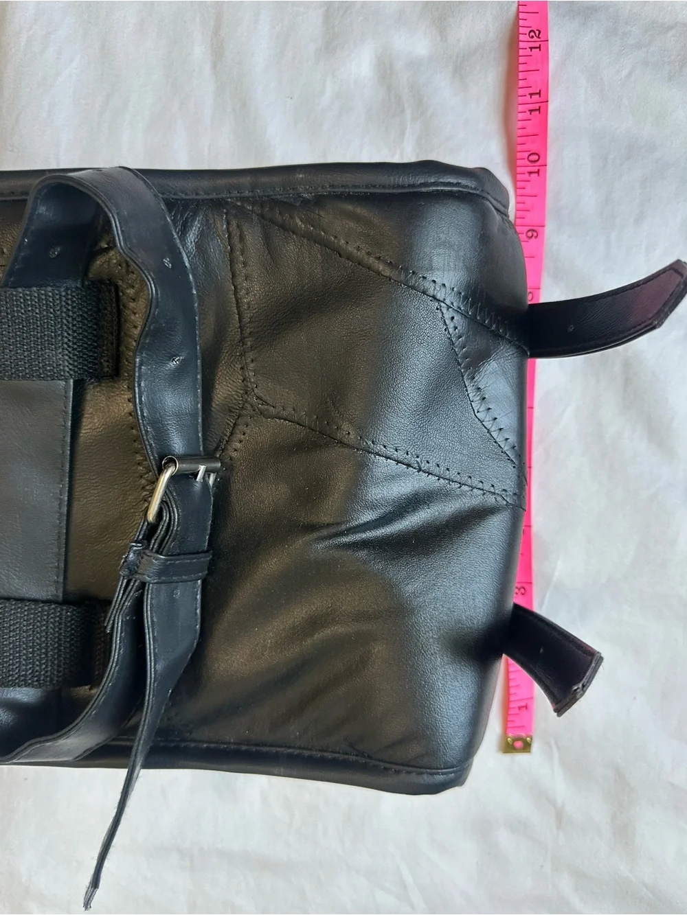 Diamond Plate Moto motorcycle Sissy bar buckle pouch Black Leather Bag New